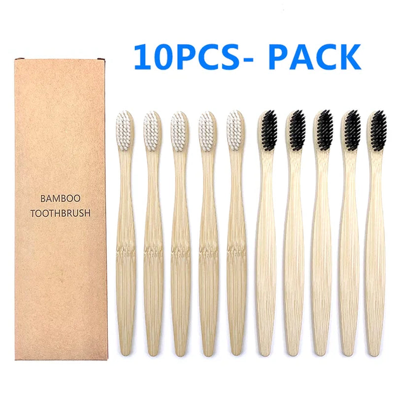 10PCS Biodegradable Bamboo Toothbrush Teeth Colorful Bristle Natural Bamboo Tooth Brush Dental Eco Bambou Toothbrushes