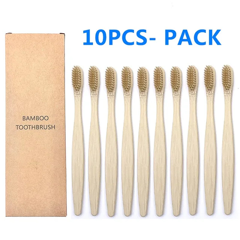 10PCS Biodegradable Bamboo Toothbrush Teeth Colorful Bristle Natural Bamboo Tooth Brush Dental Eco Bambou Toothbrushes