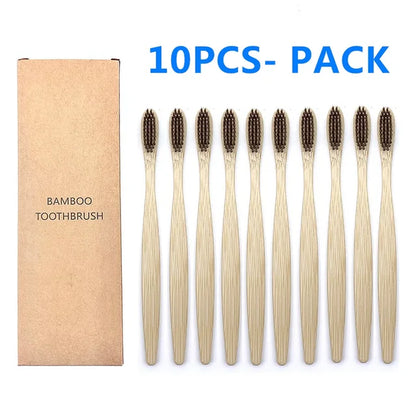 10PCS Biodegradable Bamboo Toothbrush Teeth Colorful Bristle Natural Bamboo Tooth Brush Dental Eco Bambou Toothbrushes