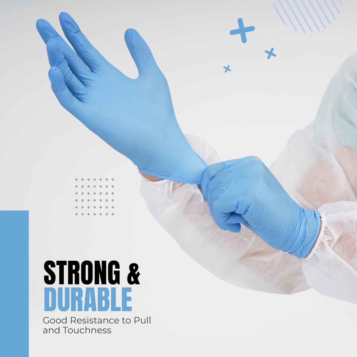 Professional Nitrile Powder Free Multi-Purpose Gloves, Disposable, Extra Strong - Box of 100 - Blue - Medium