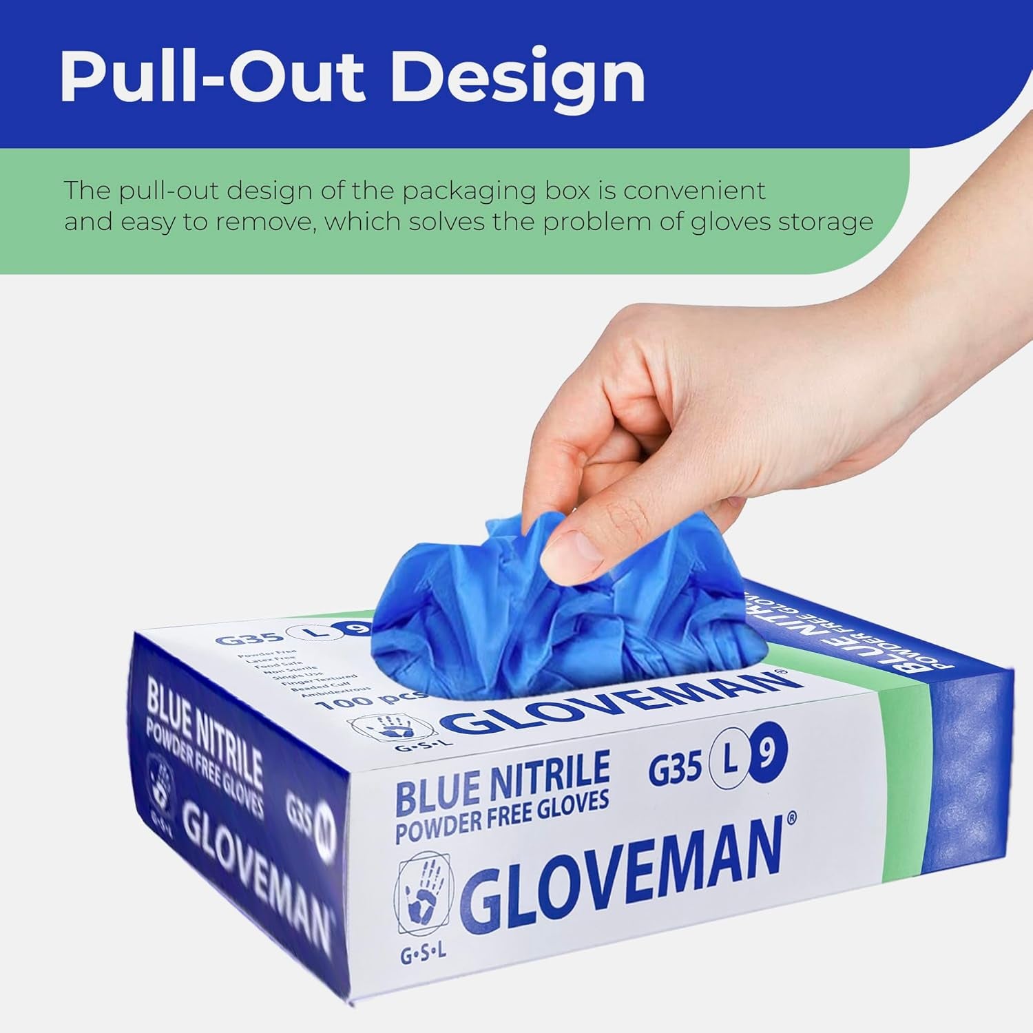 Gloveman Blue Nitrile Disposable Gloves (Box of 100) (Small)