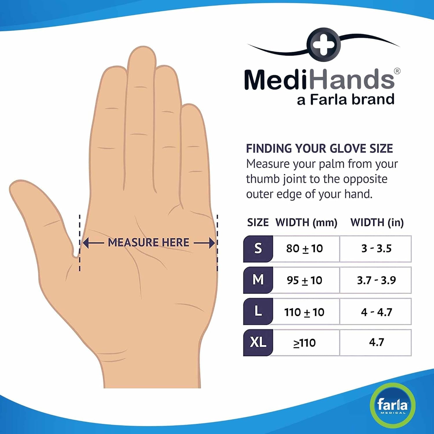 Medihands Nitrile Gloves Large, Blue Heavy Duty Disposable Gloves, Powder Free, Latex Free, and Protein Free, Medical, Food, Multi Use, Pack of 100