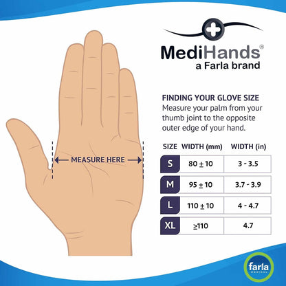 Medihands Nitrile Gloves Large, Blue Heavy Duty Disposable Gloves, Powder Free, Latex Free, and Protein Free, Medical, Food, Multi Use, Pack of 100