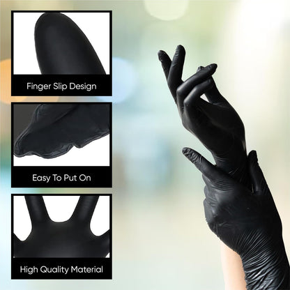 1000 X Black Premium Disposable Gloves Medium | Double Thickness | Vinyl Gloves Disposable Medium | Latex Free Gloves | Powder Free Gloves | Black Gloves Disposable | Non-Sterile | (Medium)