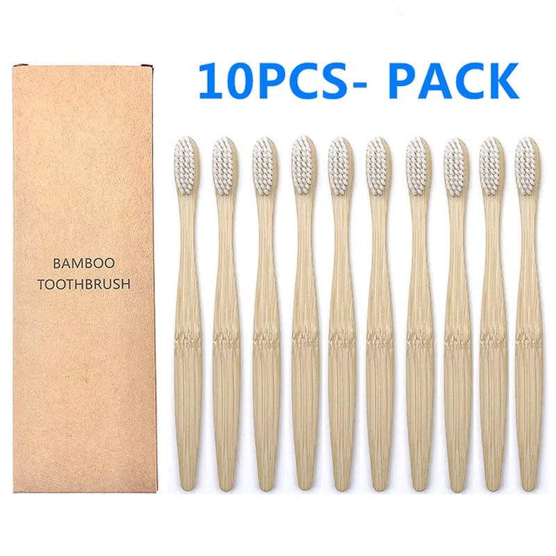 10PCS Biodegradable Bamboo Toothbrush Teeth Colorful Bristle Natural Bamboo Tooth Brush Dental Eco Bambou Toothbrushes