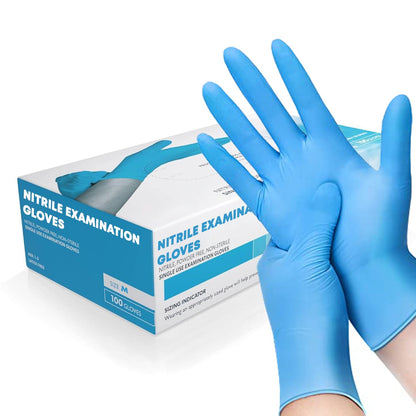 Professional Nitrile Powder Free Multi-Purpose Gloves, Disposable, Extra Strong - Box of 100 - Blue - Medium