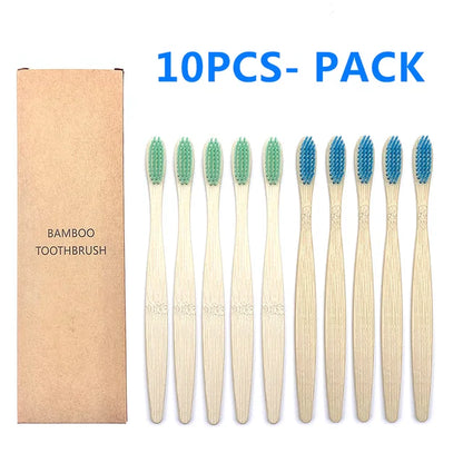 10PCS Biodegradable Bamboo Toothbrush Teeth Colorful Bristle Natural Bamboo Tooth Brush Dental Eco Bambou Toothbrushes