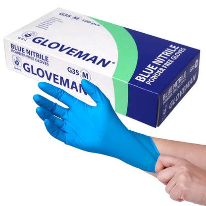 Gloveman Blue Nitrile Disposable Gloves (Box of 100) (Small)