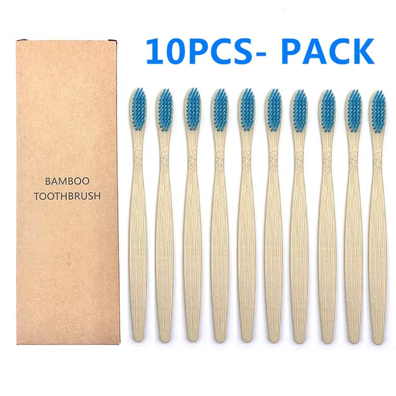 10PCS Biodegradable Bamboo Toothbrush Teeth Colorful Bristle Natural Bamboo Tooth Brush Dental Eco Bambou Toothbrushes