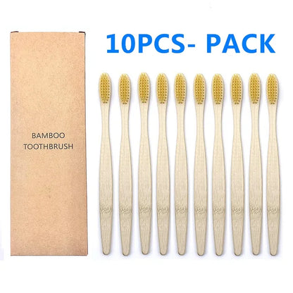 10PCS Biodegradable Bamboo Toothbrush Teeth Colorful Bristle Natural Bamboo Tooth Brush Dental Eco Bambou Toothbrushes