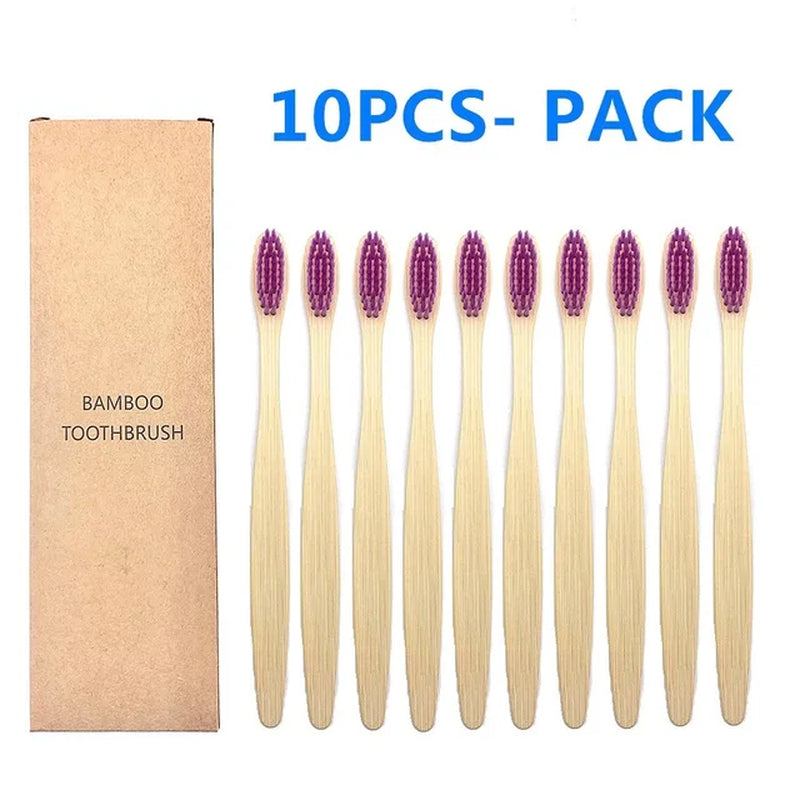 10PCS Biodegradable Bamboo Toothbrush Teeth Colorful Bristle Natural Bamboo Tooth Brush Dental Eco Bambou Toothbrushes