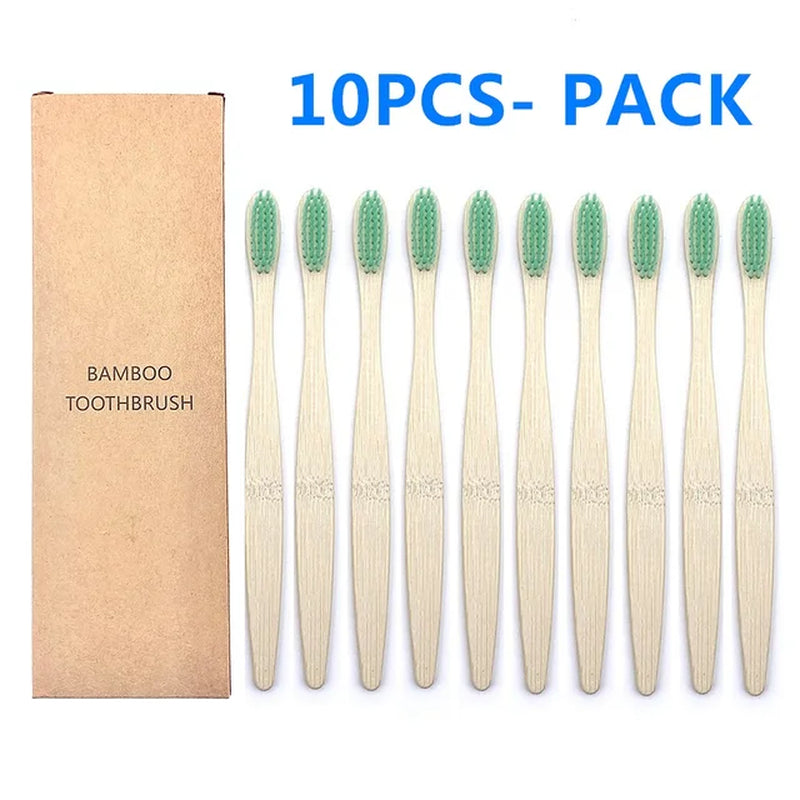 10PCS Biodegradable Bamboo Toothbrush Teeth Colorful Bristle Natural Bamboo Tooth Brush Dental Eco Bambou Toothbrushes