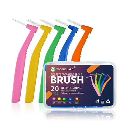 20Pcs Interdental Brush for Orthodontic Clean between Teeth Dental Oral Hygiene Microbrush Mini Brush with Dust Cover