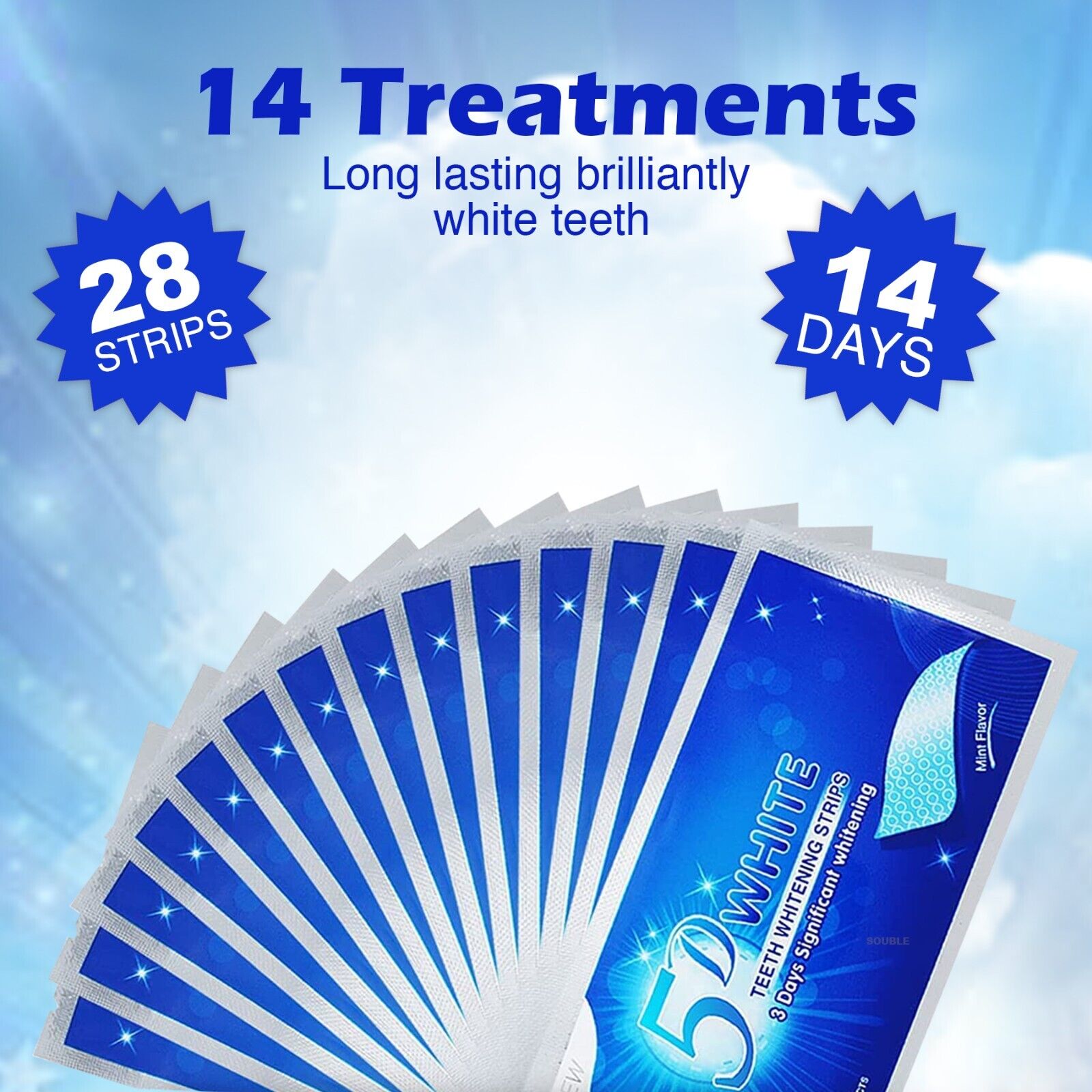 TEETH WHITENING STRIPS PROFESSIONAL up 2 WEEKS SUPPLY TOOTH BLEACHING SAFE WHITE